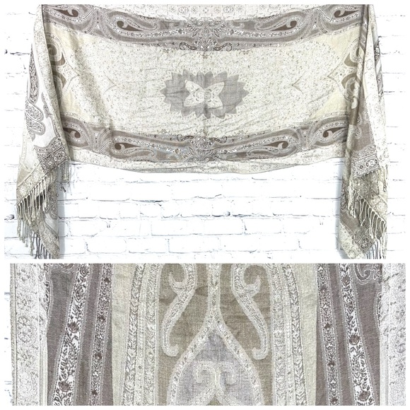 |•LOVELY GRAPHIC DESIGN SCARF/WRAP•| Brown & Tan 22x82 - Picture 1 of 9